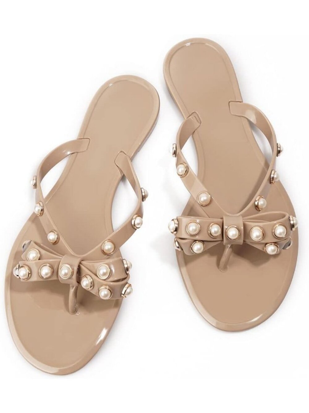 Stylish Studded Flip Flops with Bow | Summer Jelly Thong Sandals for Beach